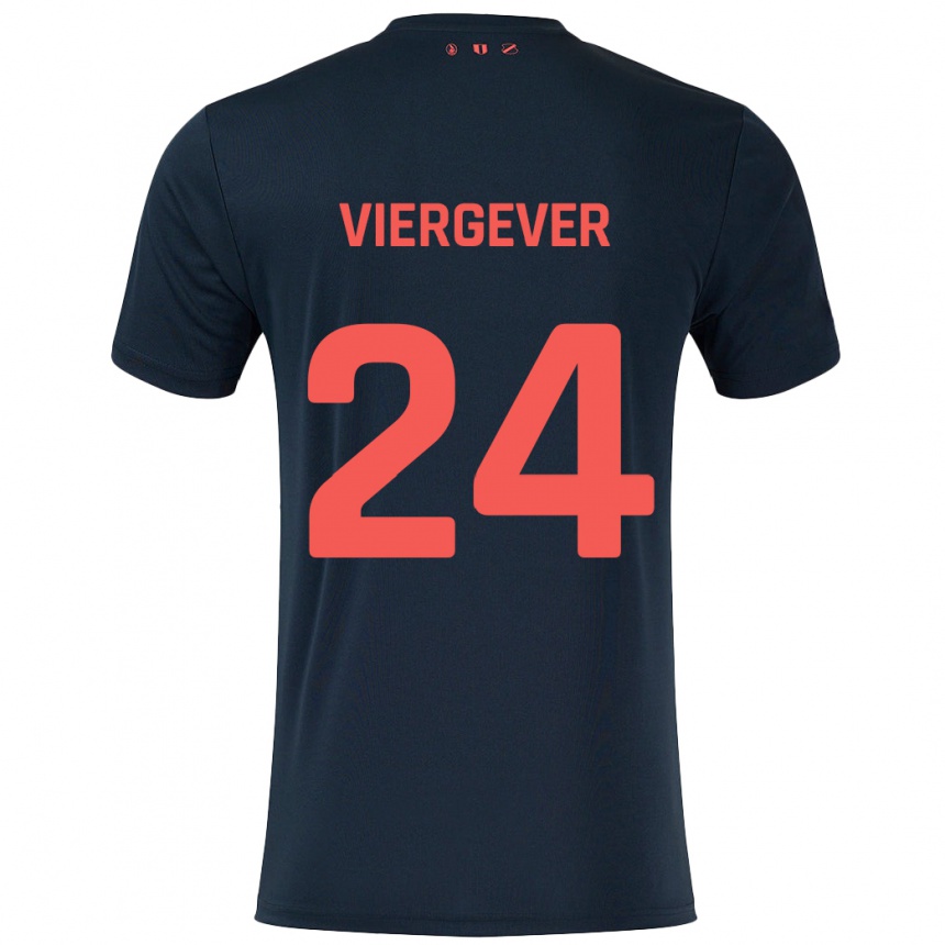 Kinder Fußball Nick Viergever #24 Schwarz Rot Auswärtstrikot Trikot 2024/25 T-Shirt Luxemburg