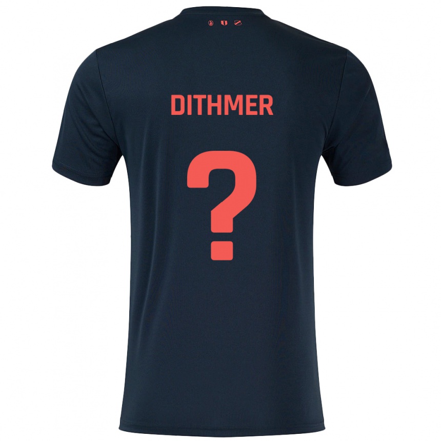 Kinder Fußball Andreas Dithmer #0 Schwarz Rot Auswärtstrikot Trikot 2024/25 T-Shirt Luxemburg