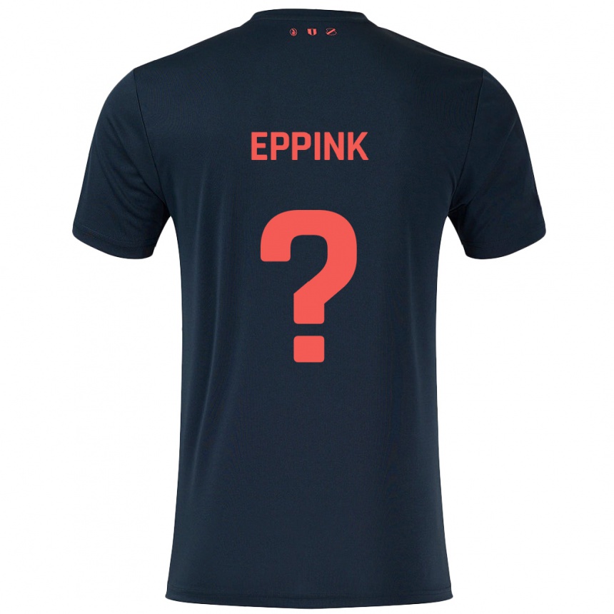 Kinder Fußball Mees Eppink #0 Schwarz Rot Auswärtstrikot Trikot 2024/25 T-Shirt Luxemburg