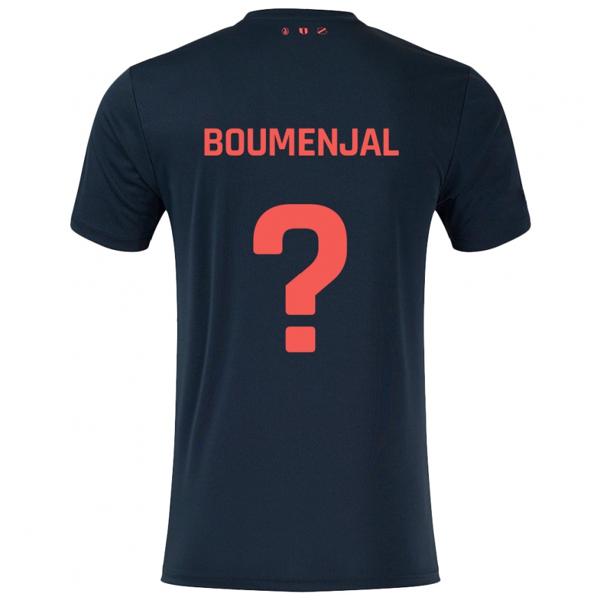 Kinder Fußball Achraf Boumenjal #0 Schwarz Rot Auswärtstrikot Trikot 2024/25 T-Shirt Luxemburg