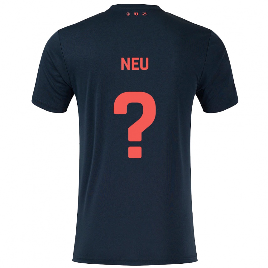 Kinder Fußball Luca Neu #0 Schwarz Rot Auswärtstrikot Trikot 2024/25 T-Shirt Luxemburg