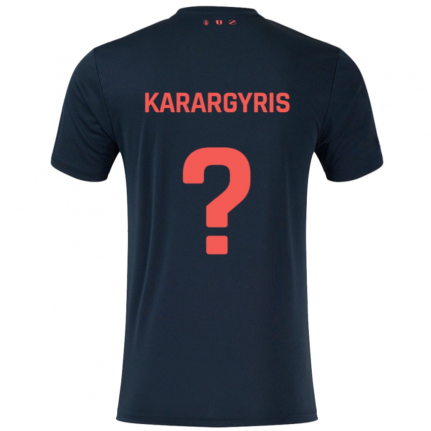 Kinder Fußball Zois Karargyris #0 Schwarz Rot Auswärtstrikot Trikot 2024/25 T-Shirt Luxemburg