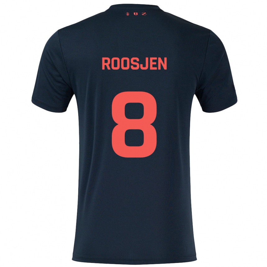 Kinder Fußball Judith Roosjen #8 Schwarz Rot Auswärtstrikot Trikot 2024/25 T-Shirt Luxemburg