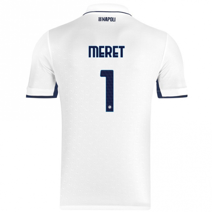 Kinder Fußball Alex Meret #1 Weiß Königsblau Auswärtstrikot Trikot 2024/25 T-Shirt Luxemburg