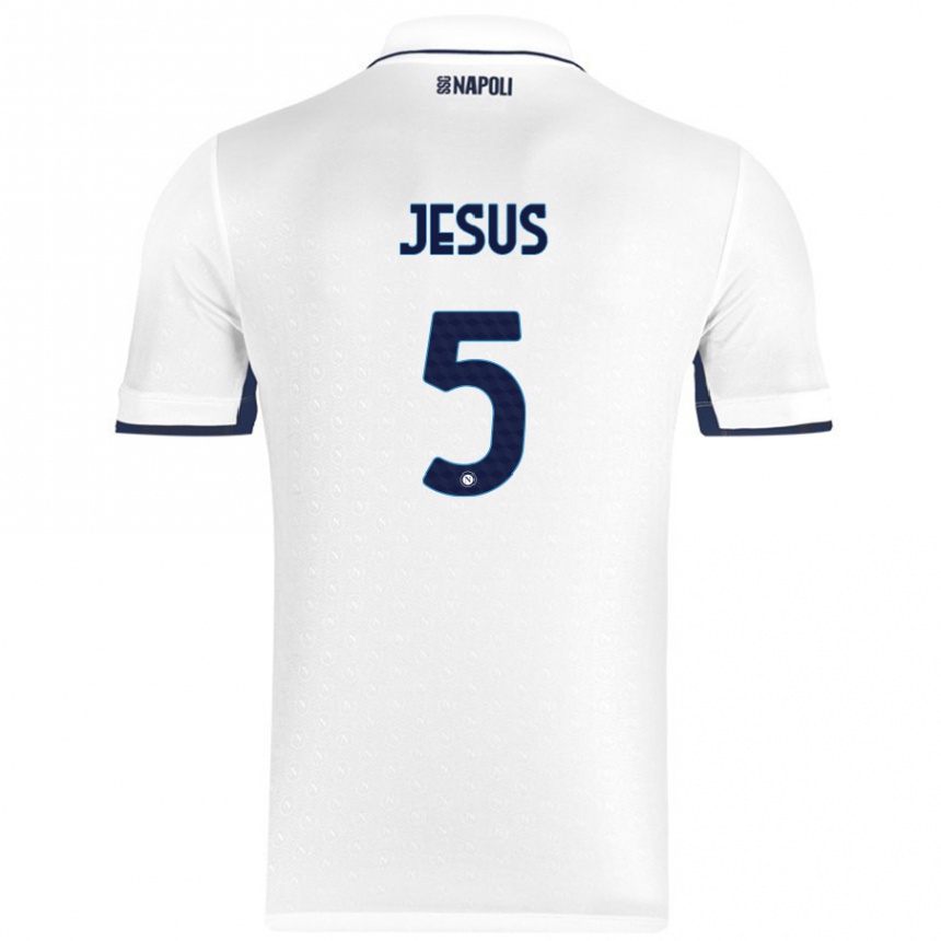 Kinder Fußball Juan Jesus #5 Weiß Königsblau Auswärtstrikot Trikot 2024/25 T-Shirt Luxemburg