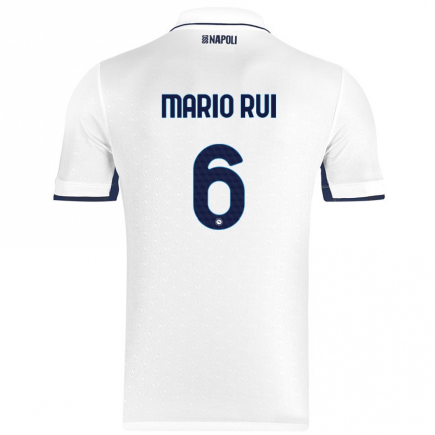 Kinder Fußball Mario Rui #6 Weiß Königsblau Auswärtstrikot Trikot 2024/25 T-Shirt Luxemburg