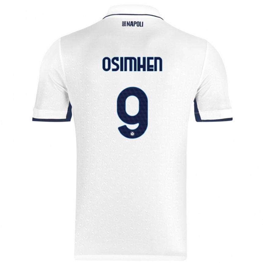 Kinder Fußball Victor Osimhen #9 Weiß Königsblau Auswärtstrikot Trikot 2024/25 T-Shirt Luxemburg