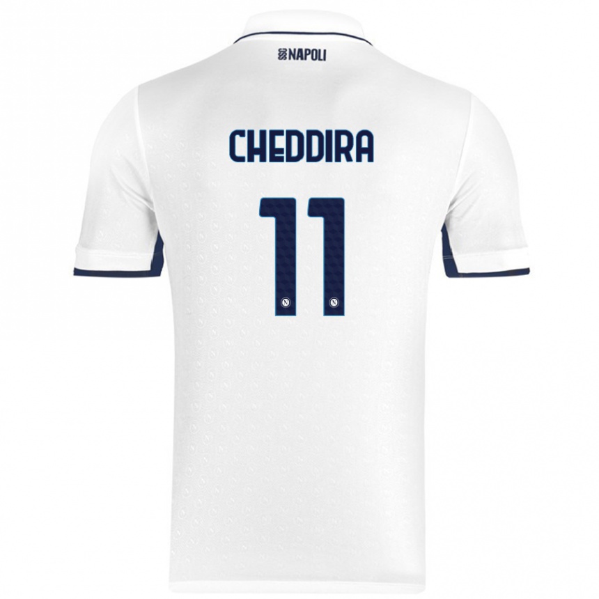 Kinder Fußball Walid Cheddira #11 Weiß Königsblau Auswärtstrikot Trikot 2024/25 T-Shirt Luxemburg