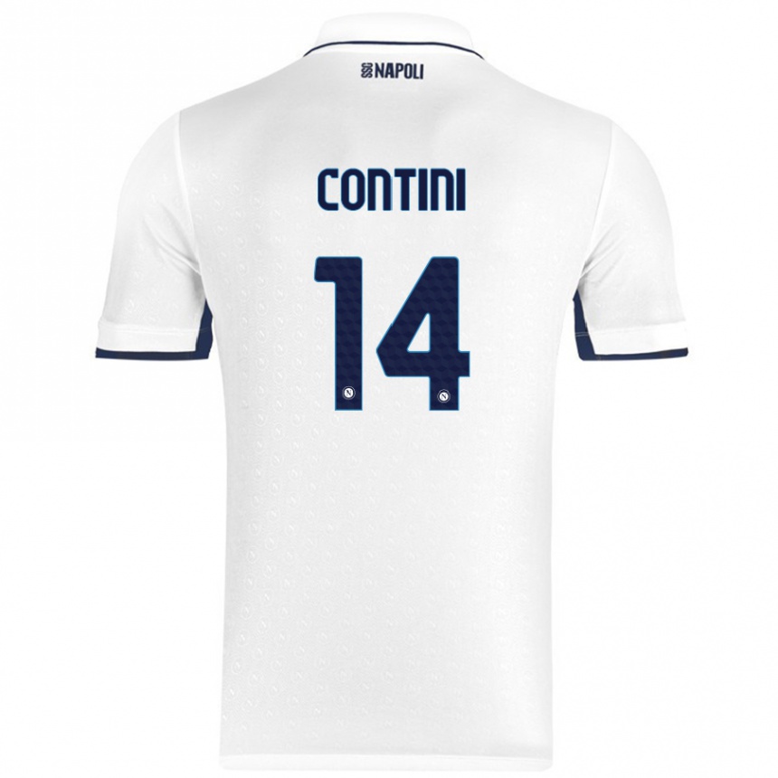 Kinder Fußball Nikita Contini #14 Weiß Königsblau Auswärtstrikot Trikot 2024/25 T-Shirt Luxemburg