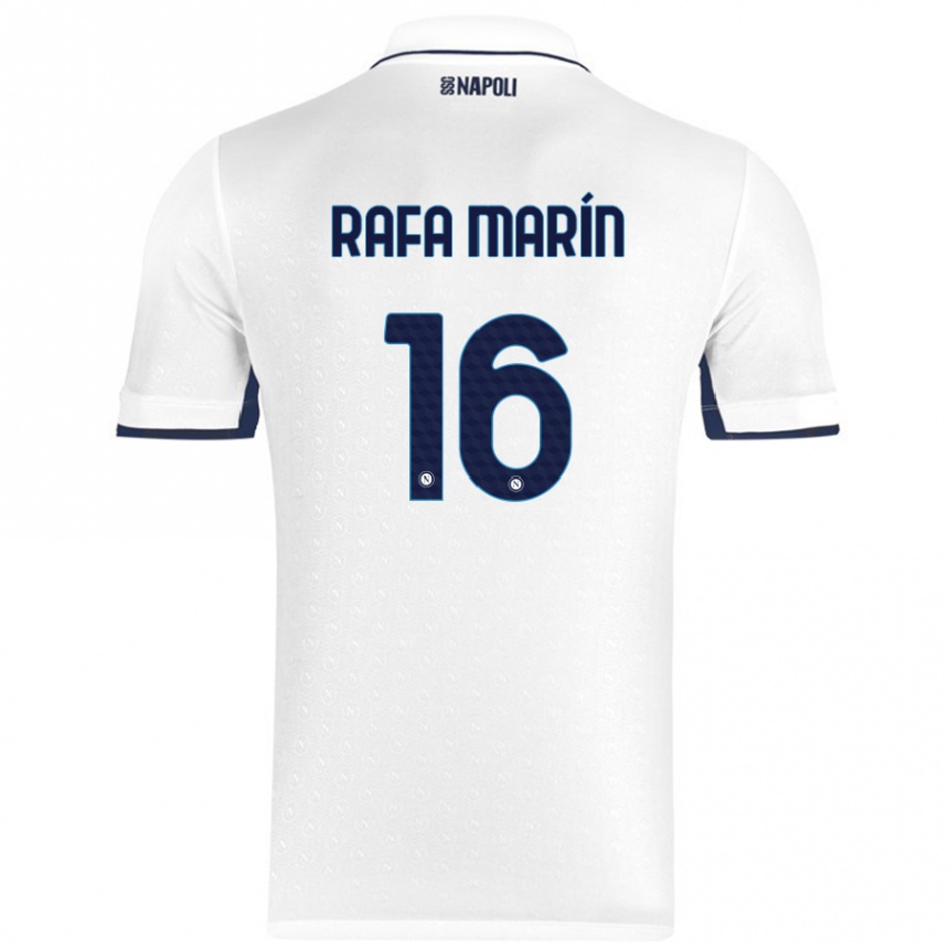 Kinder Fußball Rafa Marín #16 Weiß Königsblau Auswärtstrikot Trikot 2024/25 T-Shirt Luxemburg