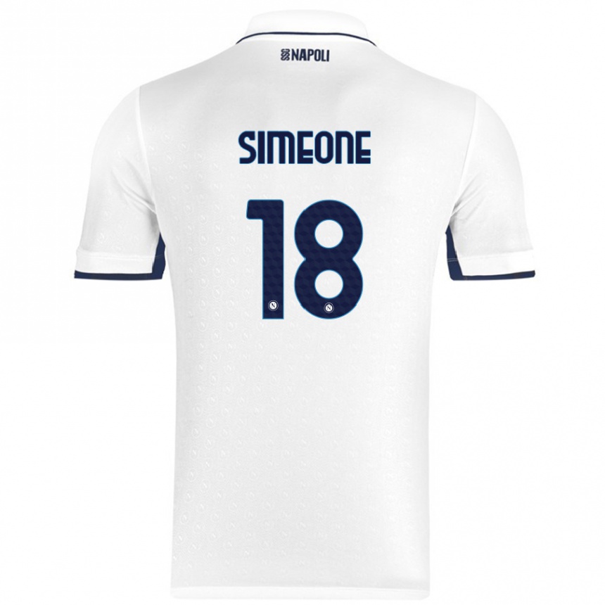 Kinder Fußball Giovanni Simeone #18 Weiß Königsblau Auswärtstrikot Trikot 2024/25 T-Shirt Luxemburg