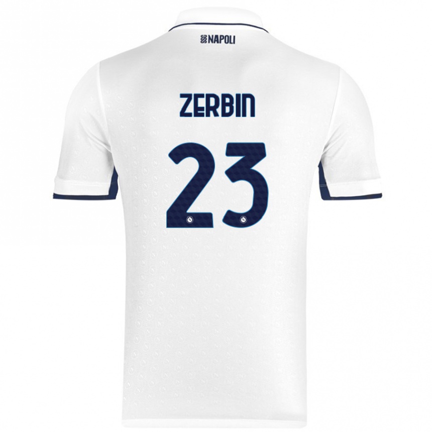 Kinder Fußball Alessio Zerbin #23 Weiß Königsblau Auswärtstrikot Trikot 2024/25 T-Shirt Luxemburg