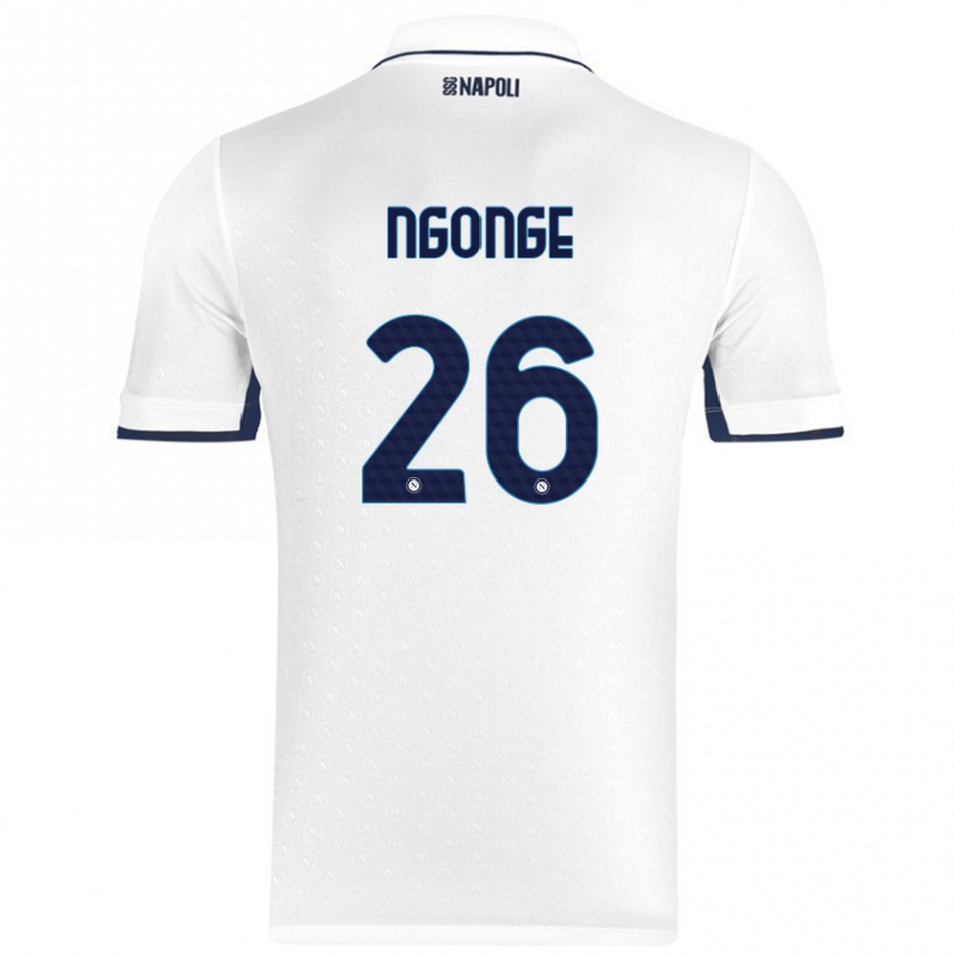 Kinder Fußball Cyril Ngonge #26 Weiß Königsblau Auswärtstrikot Trikot 2024/25 T-Shirt Luxemburg