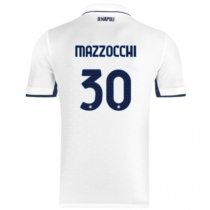 Kinder Fußball Pasquale Mazzocchi #30 Weiß Königsblau Auswärtstrikot Trikot 2024/25 T-Shirt Luxemburg