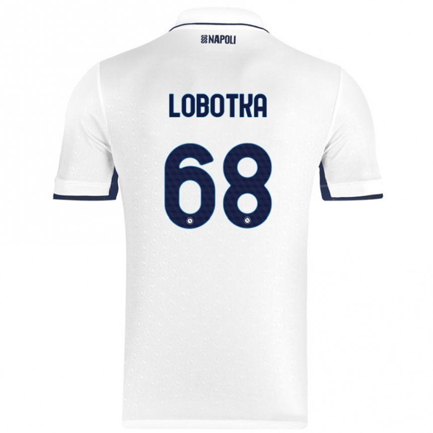 Kinder Fußball Stanislav Lobotka #68 Weiß Königsblau Auswärtstrikot Trikot 2024/25 T-Shirt Luxemburg