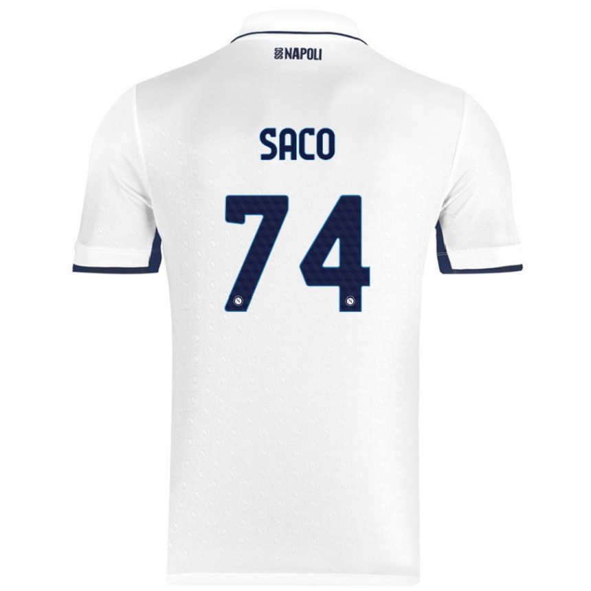 Kinder Fußball Coli Saco #74 Weiß Königsblau Auswärtstrikot Trikot 2024/25 T-Shirt Luxemburg