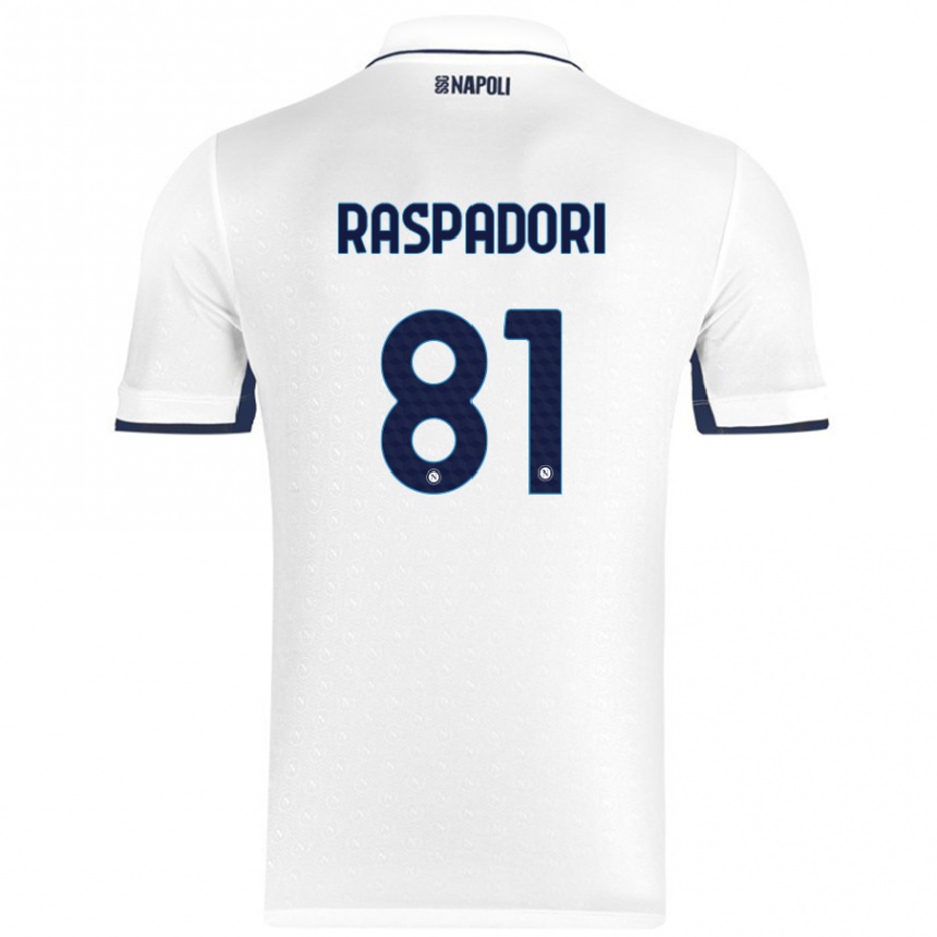 Kinder Fußball Giacomo Raspadori #81 Weiß Königsblau Auswärtstrikot Trikot 2024/25 T-Shirt Luxemburg