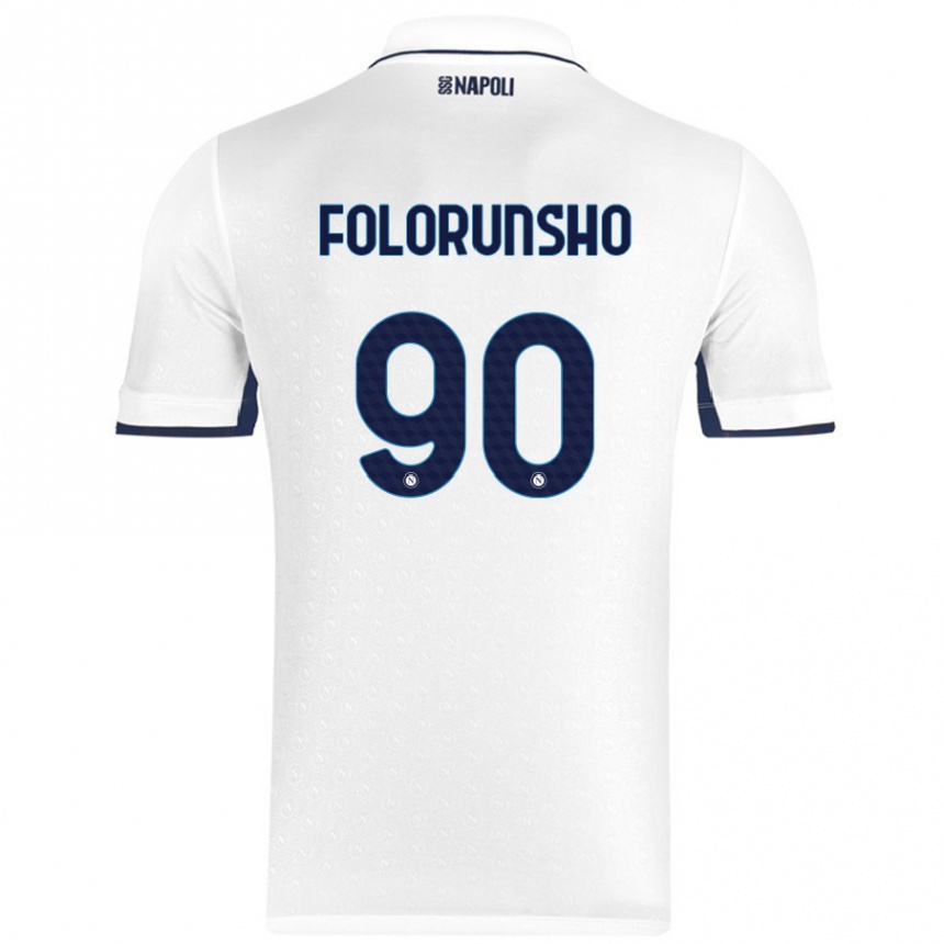 Kinder Fußball Michael Folorunsho #90 Weiß Königsblau Auswärtstrikot Trikot 2024/25 T-Shirt Luxemburg