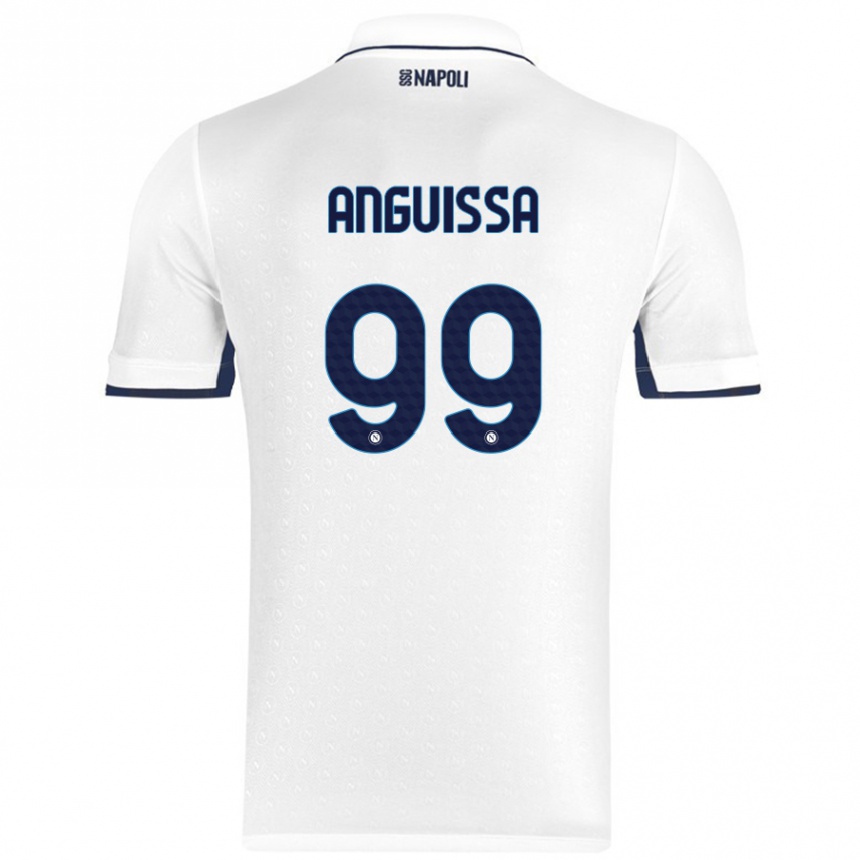 Kinder Fußball Andre Zambo Anguissa #99 Weiß Königsblau Auswärtstrikot Trikot 2024/25 T-Shirt Luxemburg