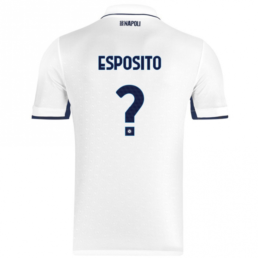 Kinder Fußball Mattia Esposito #0 Weiß Königsblau Auswärtstrikot Trikot 2024/25 T-Shirt Luxemburg