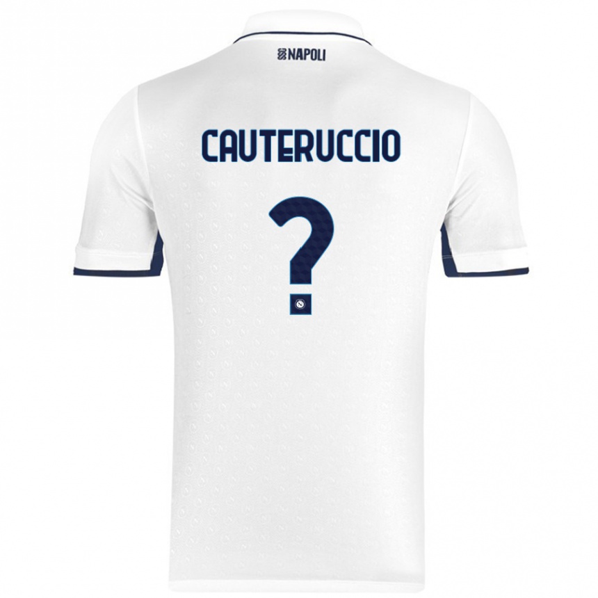 Kinder Fußball Walter Cauteruccio #0 Weiß Königsblau Auswärtstrikot Trikot 2024/25 T-Shirt Luxemburg