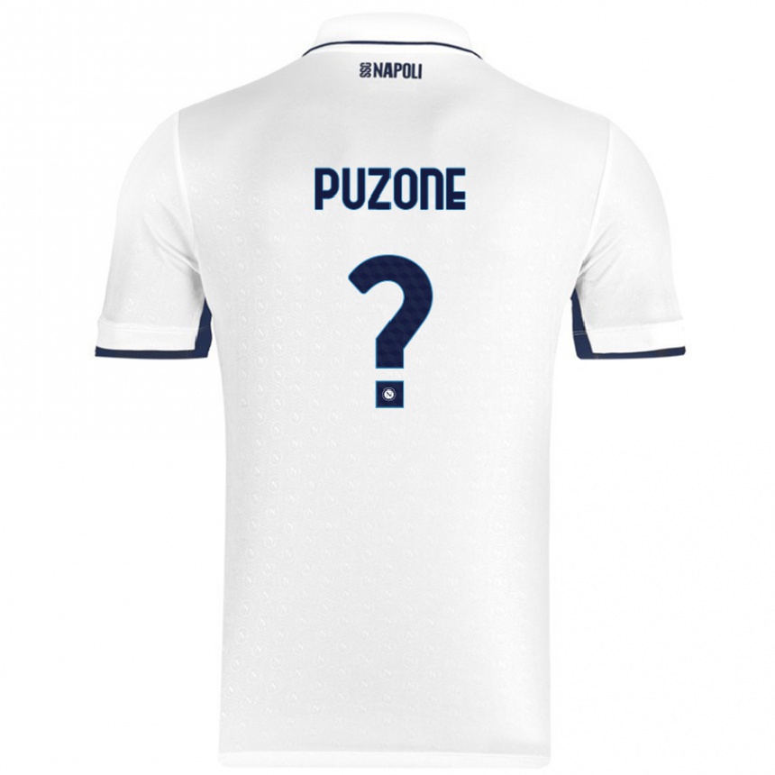 Kinder Fußball Mattia Puzone #0 Weiß Königsblau Auswärtstrikot Trikot 2024/25 T-Shirt Luxemburg