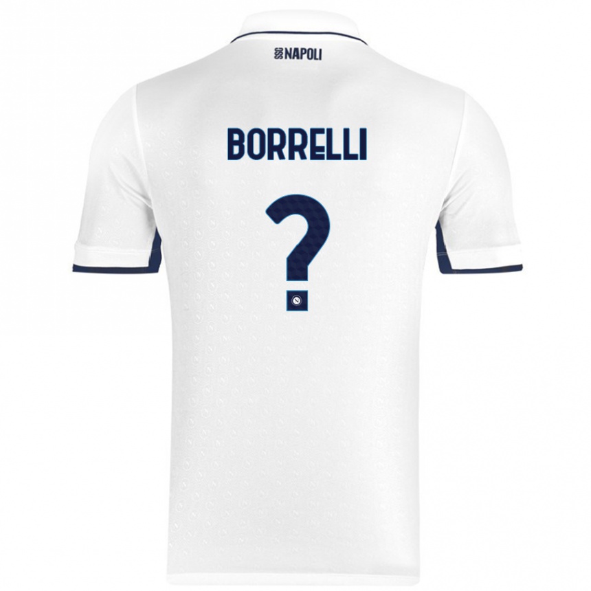 Kinder Fußball Ciro Borrelli #0 Weiß Königsblau Auswärtstrikot Trikot 2024/25 T-Shirt Luxemburg