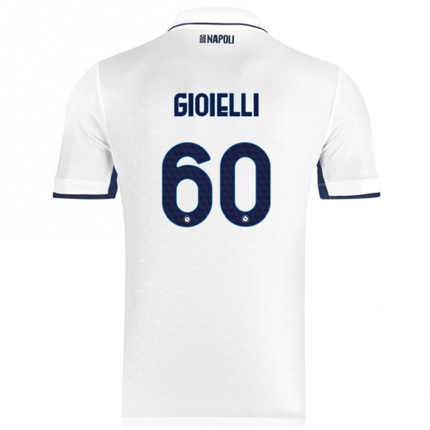 Kinder Fußball Francesco Gioielli #60 Weiß Königsblau Auswärtstrikot Trikot 2024/25 T-Shirt Luxemburg