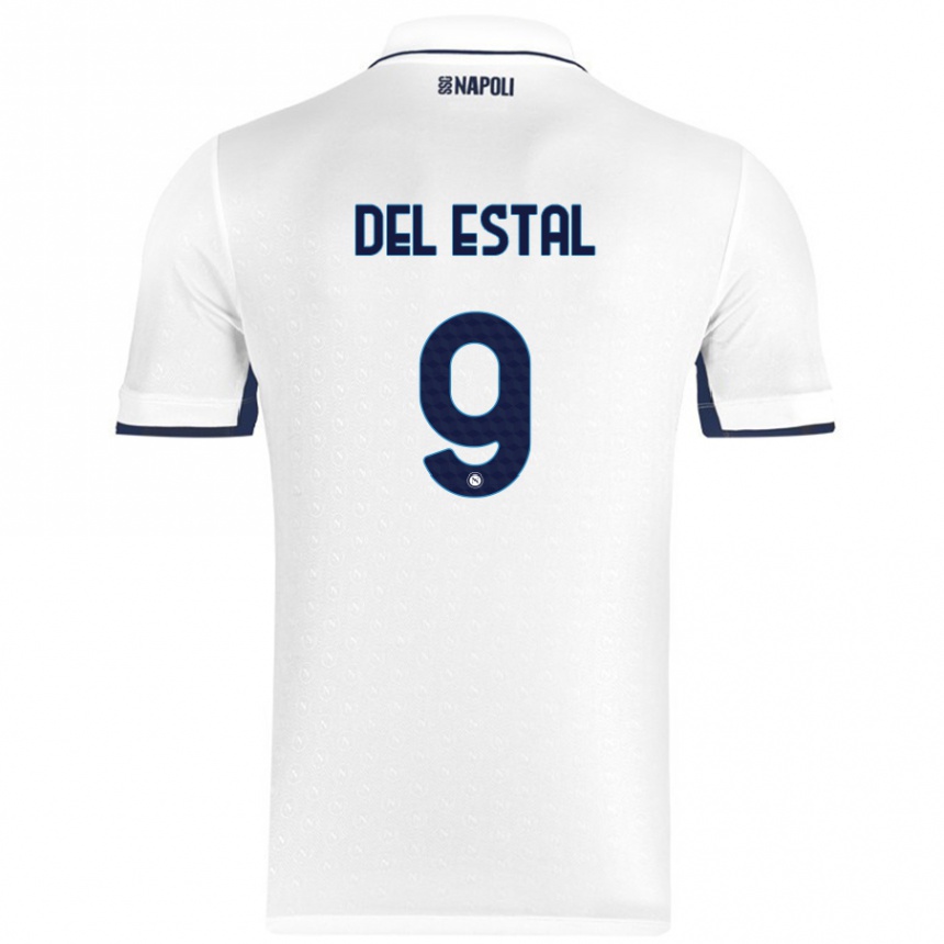 Kinder Fußball Eli Del Estal #9 Weiß Königsblau Auswärtstrikot Trikot 2024/25 T-Shirt Luxemburg