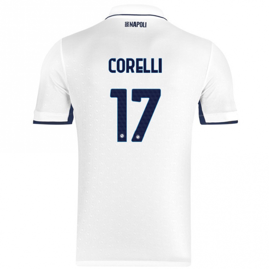 Kinder Fußball Alice Corelli #17 Weiß Königsblau Auswärtstrikot Trikot 2024/25 T-Shirt Luxemburg