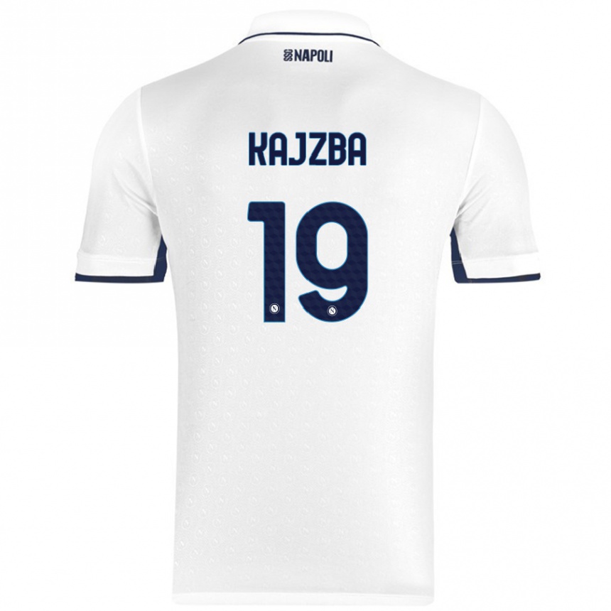 Kinder Fußball Nina Kajzba #19 Weiß Königsblau Auswärtstrikot Trikot 2024/25 T-Shirt Luxemburg