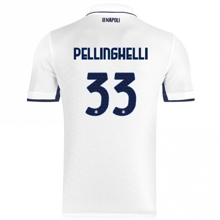 Kinder Fußball Alice Pellinghelli #33 Weiß Königsblau Auswärtstrikot Trikot 2024/25 T-Shirt Luxemburg