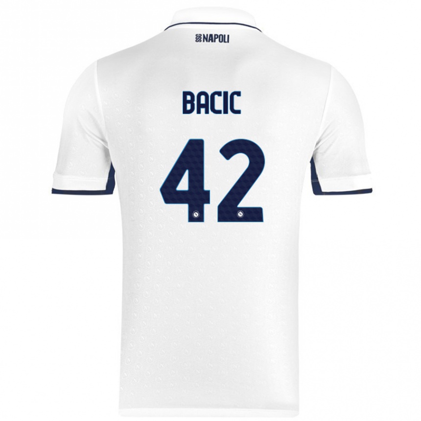 Kinder Fußball Doris Bačić #42 Weiß Königsblau Auswärtstrikot Trikot 2024/25 T-Shirt Luxemburg