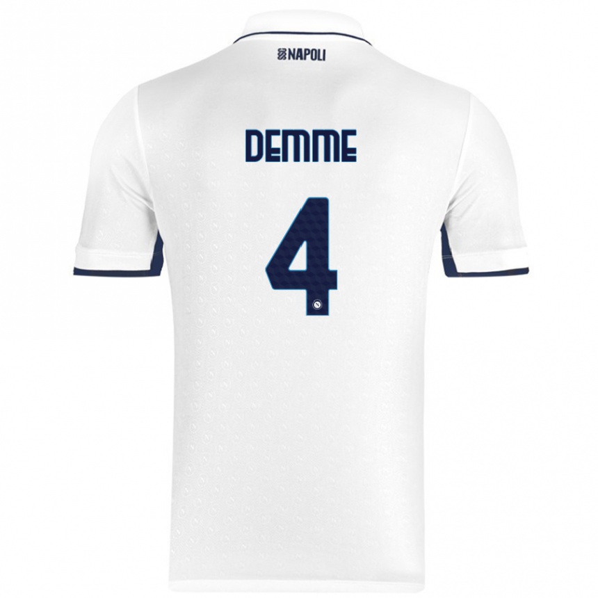 Kinder Fußball Diego Demme #4 Weiß Königsblau Auswärtstrikot Trikot 2024/25 T-Shirt Luxemburg