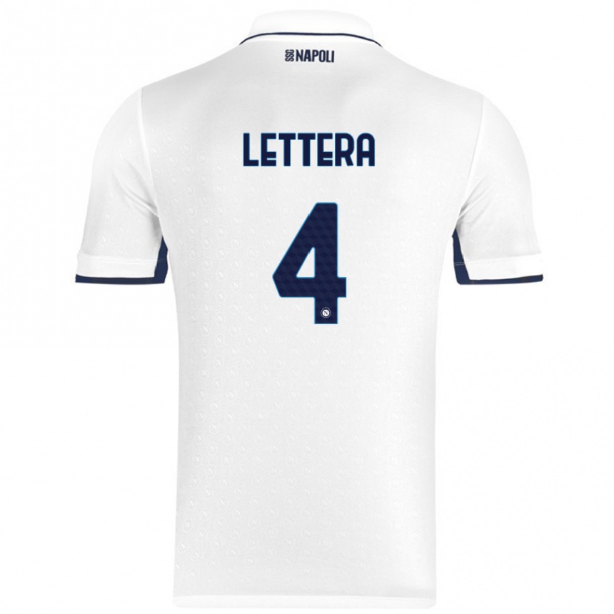 Kinder Fußball Alessio Lettera #4 Weiß Königsblau Auswärtstrikot Trikot 2024/25 T-Shirt Luxemburg