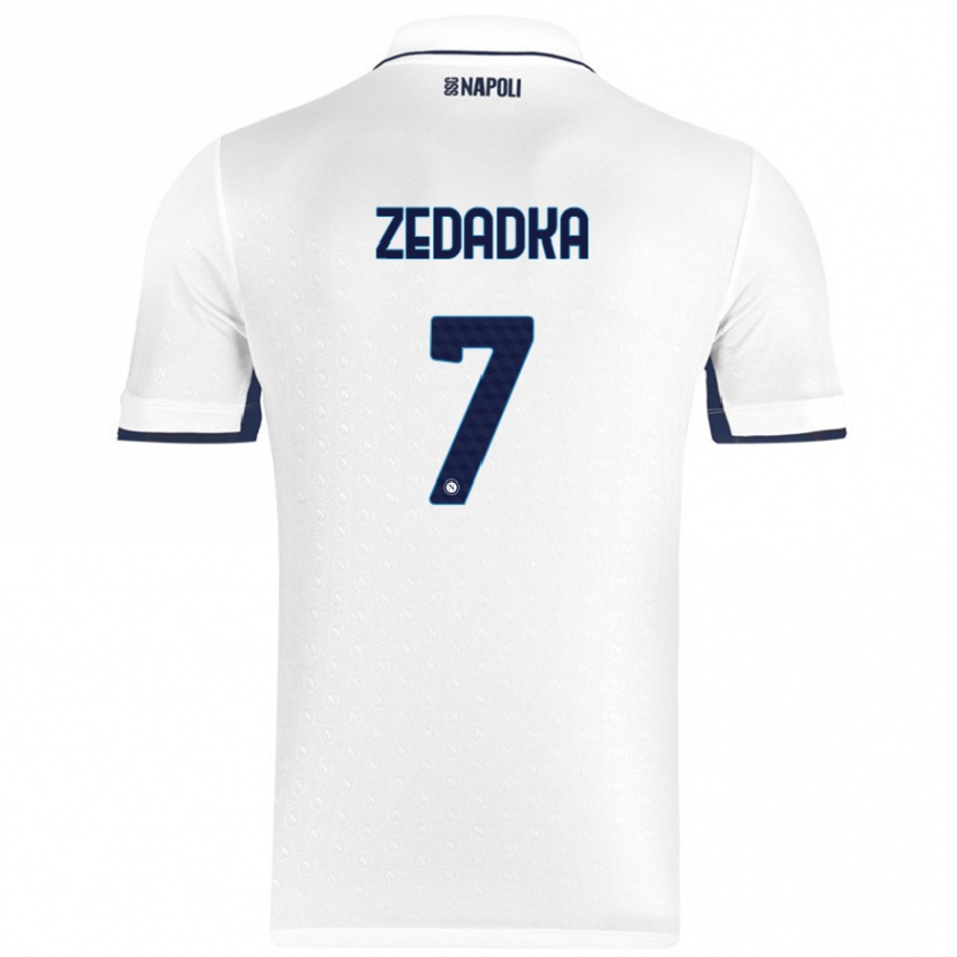 Kinder Fußball Karim Zedadka #7 Weiß Königsblau Auswärtstrikot Trikot 2024/25 T-Shirt Luxemburg