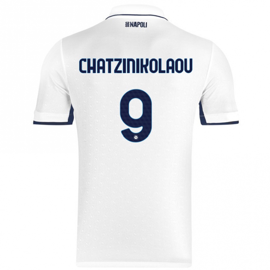 Kinder Fußball Despoina Chatzinikolaou #9 Weiß Königsblau Auswärtstrikot Trikot 2024/25 T-Shirt Luxemburg