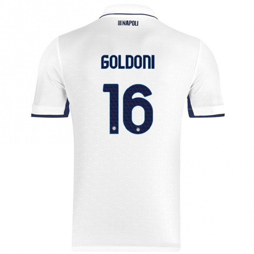 Kinder Fußball Eleonora Goldoni #16 Weiß Königsblau Auswärtstrikot Trikot 2024/25 T-Shirt Luxemburg