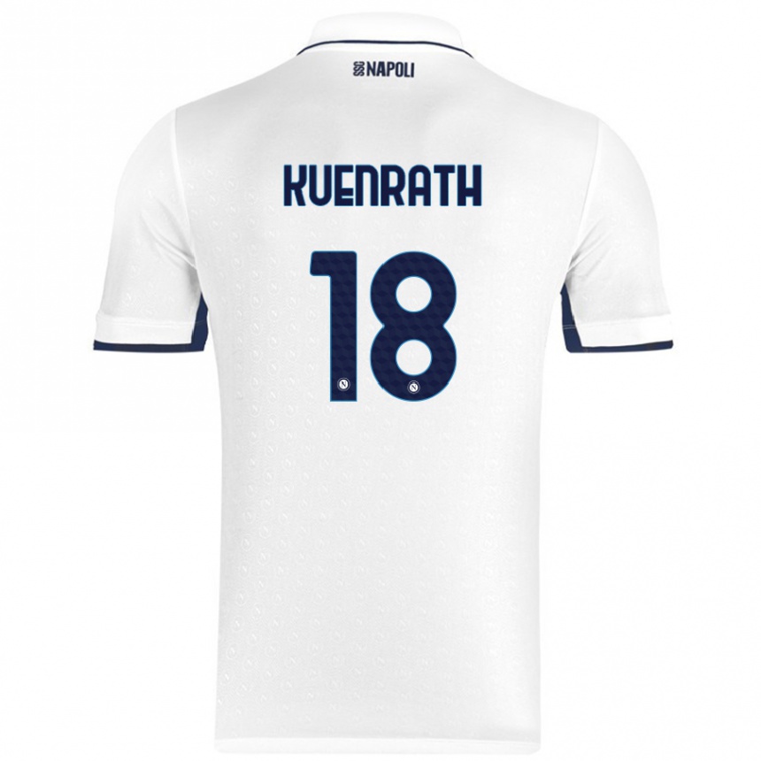 Kinder Fußball Melanie Kuenrath #18 Weiß Königsblau Auswärtstrikot Trikot 2024/25 T-Shirt Luxemburg