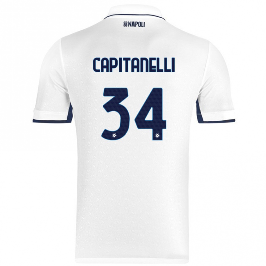 Kinder Fußball Ilaria Capitanelli #34 Weiß Königsblau Auswärtstrikot Trikot 2024/25 T-Shirt Luxemburg