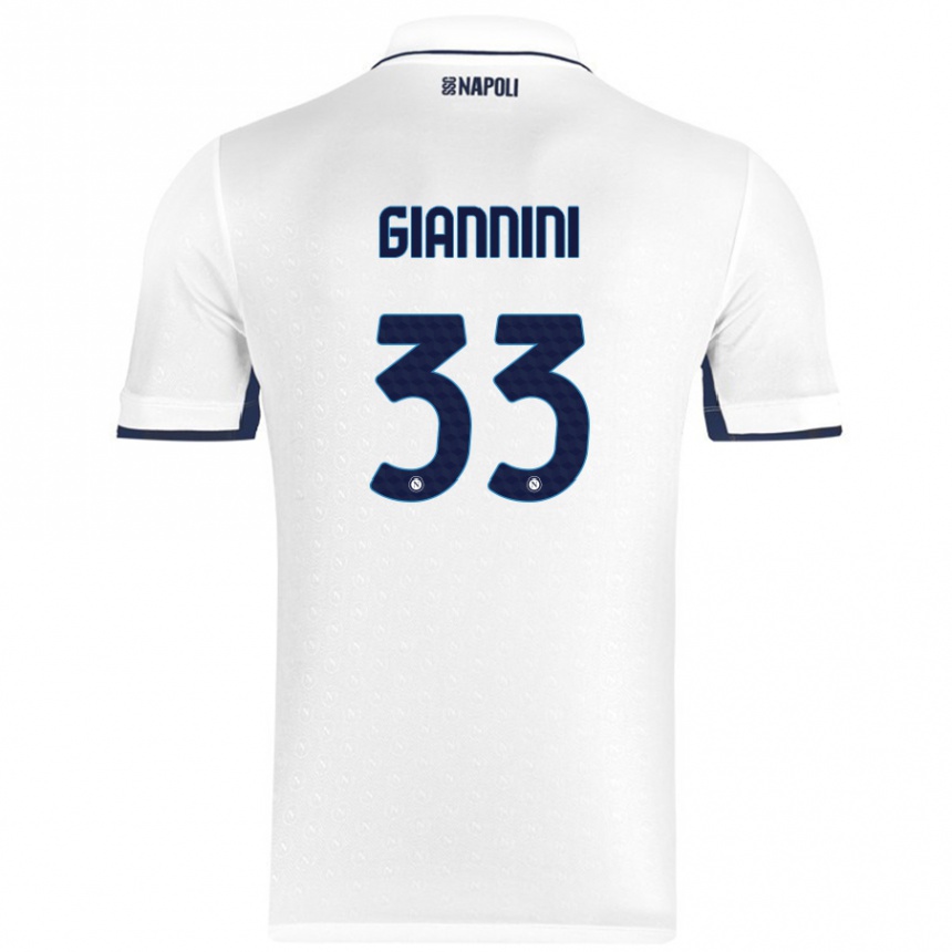 Kinder Fußball Enrico Giannini #33 Weiß Königsblau Auswärtstrikot Trikot 2024/25 T-Shirt Luxemburg