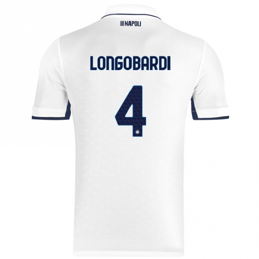 Kinder Fußball Salvatore Longobardi #4 Weiß Königsblau Auswärtstrikot Trikot 2024/25 T-Shirt Luxemburg