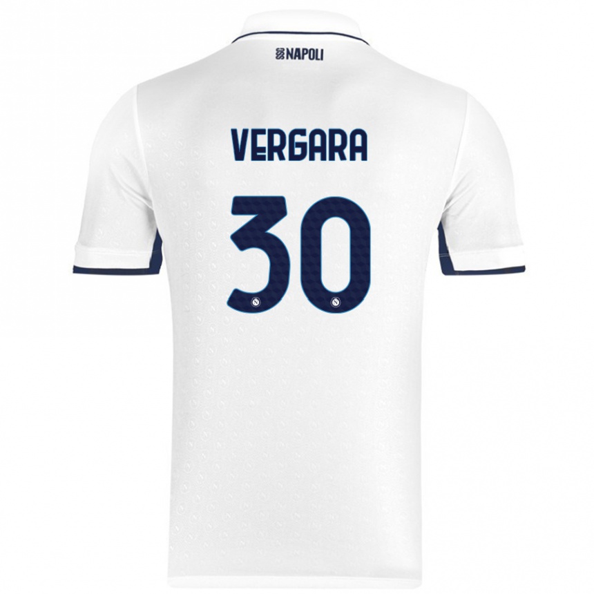 Kinder Fußball Antonio Vergara #30 Weiß Königsblau Auswärtstrikot Trikot 2024/25 T-Shirt Luxemburg