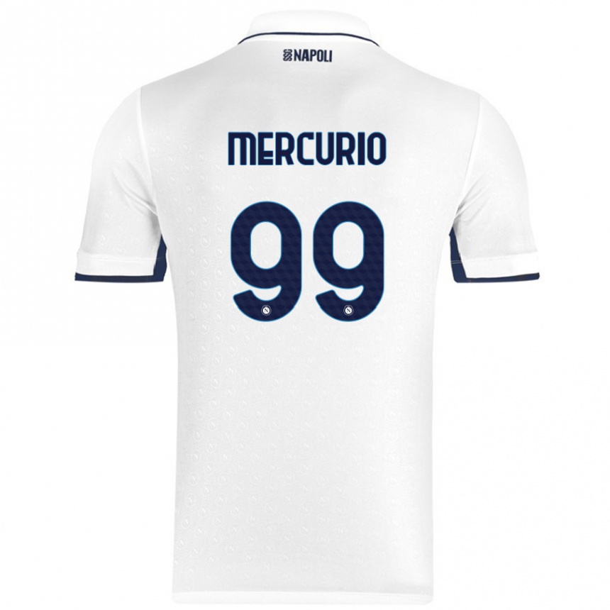 Kinder Fußball Giovanni Mercurio #99 Weiß Königsblau Auswärtstrikot Trikot 2024/25 T-Shirt Luxemburg