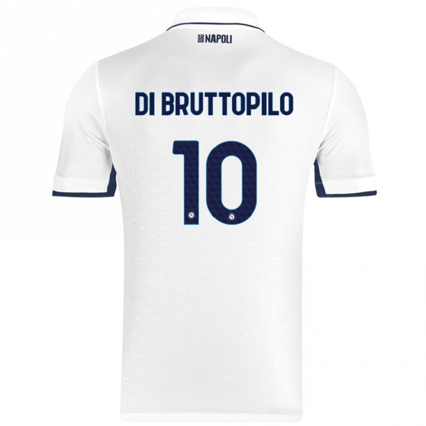 Kinder Fußball Giuseppe Ambrosino Di Bruttopilo #10 Weiß Königsblau Auswärtstrikot Trikot 2024/25 T-Shirt Luxemburg