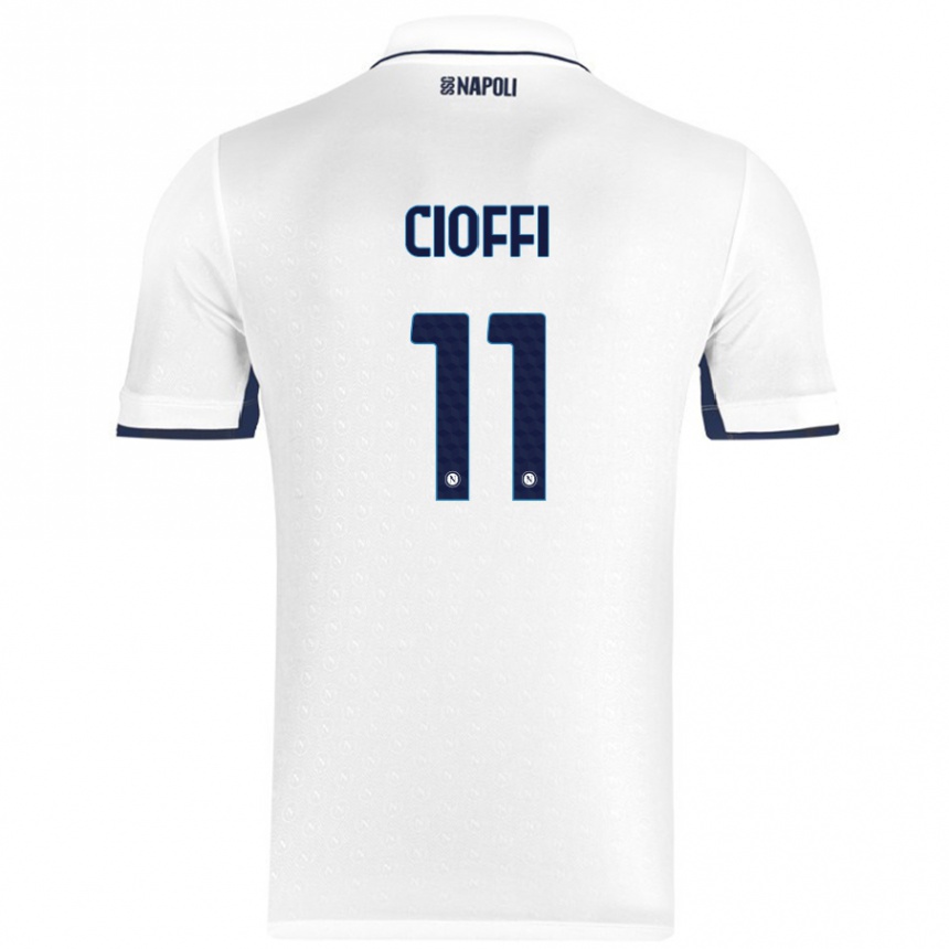 Kinder Fußball Antonio Cioffi #11 Weiß Königsblau Auswärtstrikot Trikot 2024/25 T-Shirt Luxemburg