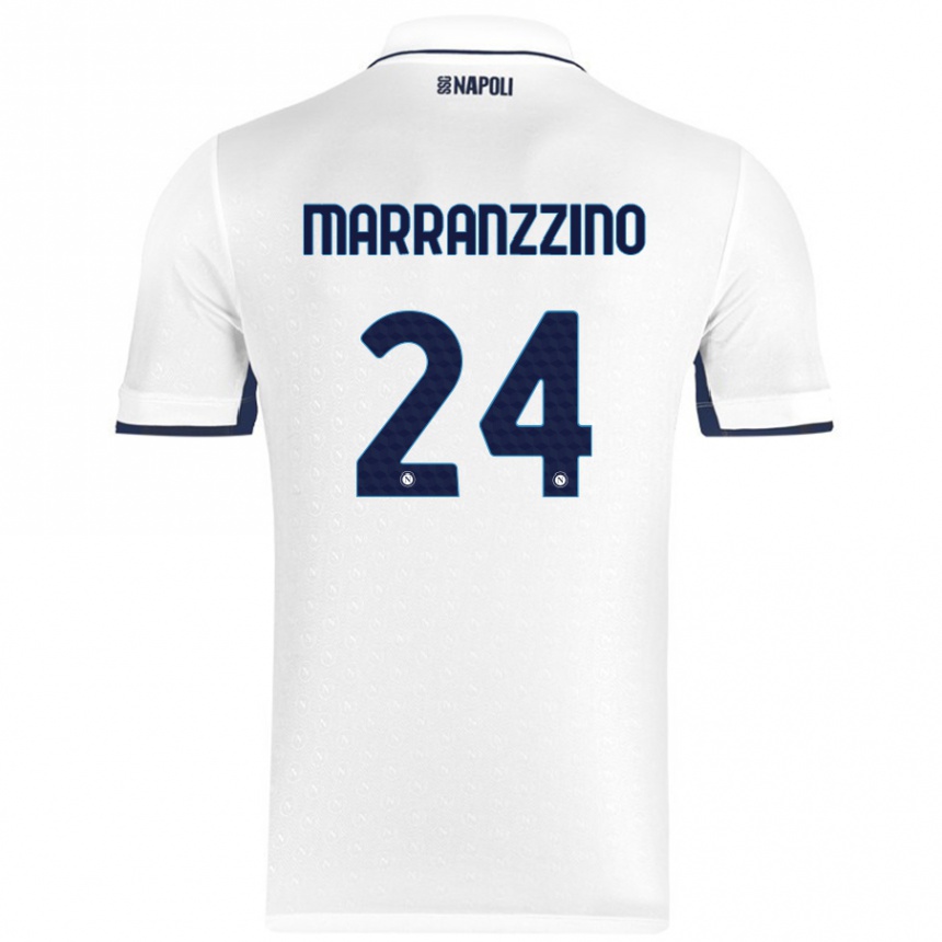 Kinder Fußball Pasquale Marranzzino #24 Weiß Königsblau Auswärtstrikot Trikot 2024/25 T-Shirt Luxemburg