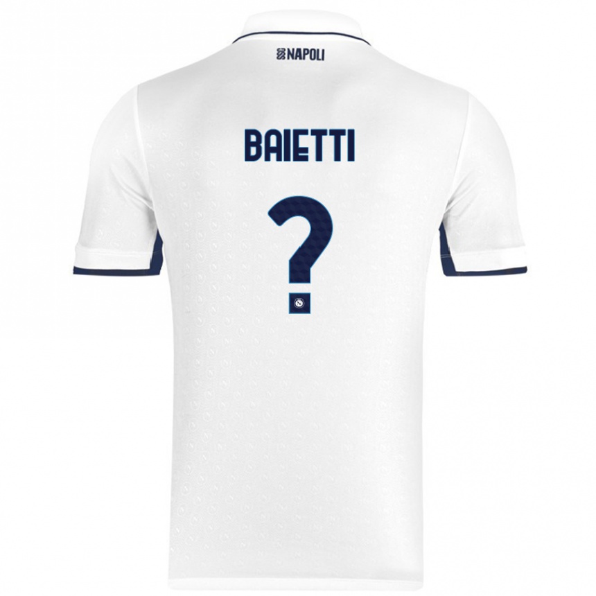 Kinder Fußball Francesco Baietti #0 Weiß Königsblau Auswärtstrikot Trikot 2024/25 T-Shirt Luxemburg