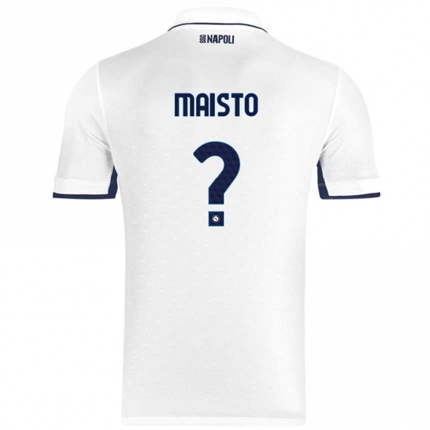 Kinder Fußball Antonio Maisto #0 Weiß Königsblau Auswärtstrikot Trikot 2024/25 T-Shirt Luxemburg