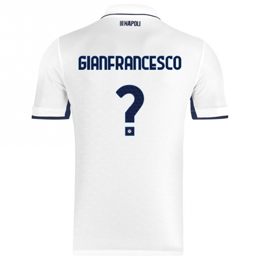 Kinder Fußball Sergio Gianfrancesco #0 Weiß Königsblau Auswärtstrikot Trikot 2024/25 T-Shirt Luxemburg